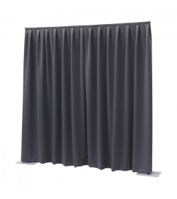 P&D curtain 330(w) x 400cm(h) dark grey Dimout 260 g/m2 pleated