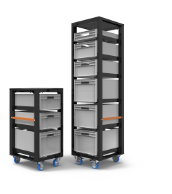 Plastic crate H 7.5 with drawer profile set